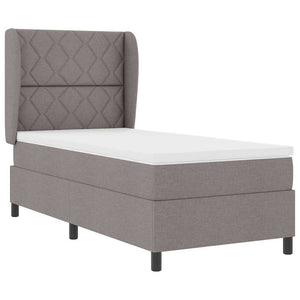 Κρεβάτι με ελατήρια με κεφαλάρι Taupe 90 x 200 cm ύφασμα - Pakobazaar
