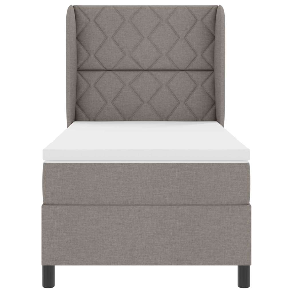 Κρεβάτι με ελατήρια με κεφαλάρι Taupe 90 x 200 cm ύφασμα - Pakobazaar