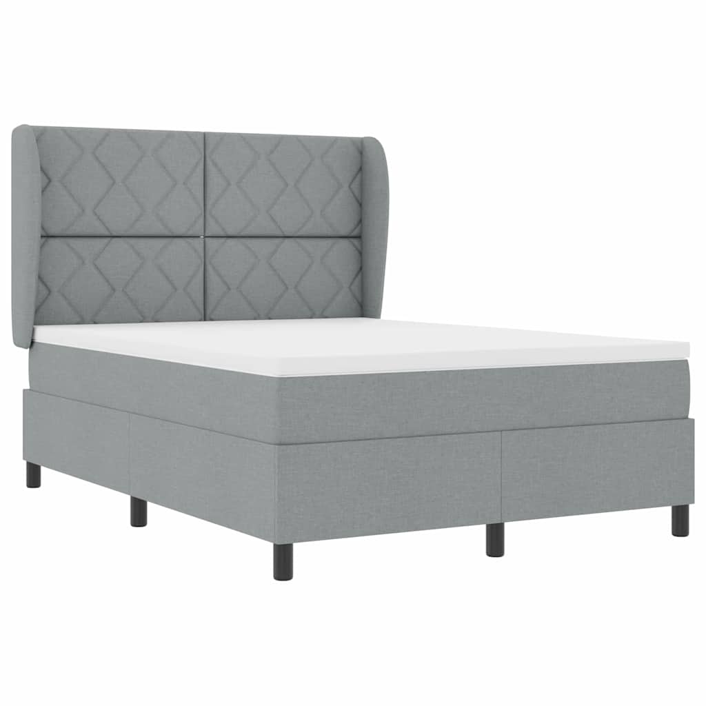 Κρεβάτι με ελατήρια Ανοιχτό γκρι 140 x 190 cm ύφασμα - Pakobazaar