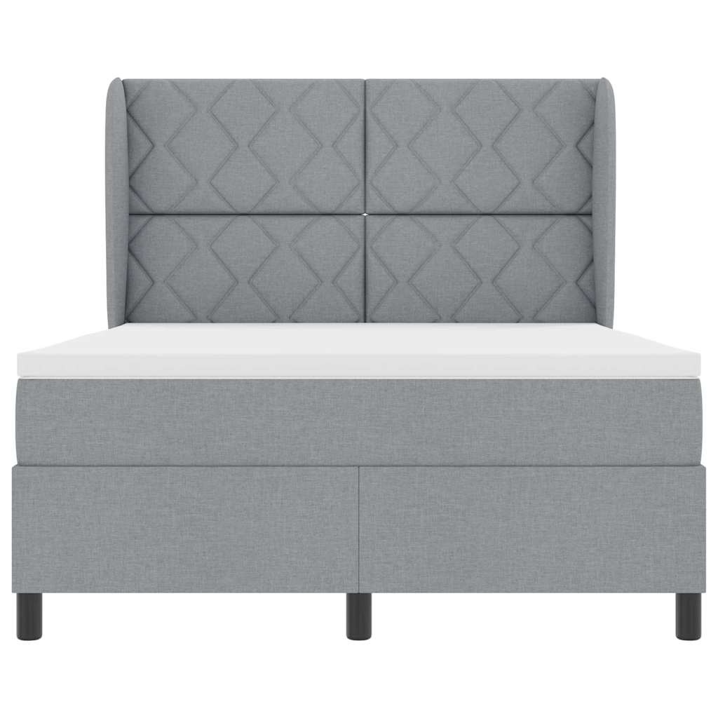 Κρεβάτι με ελατήρια Ανοιχτό γκρι 140 x 190 cm ύφασμα - Pakobazaar