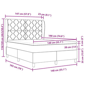 Κρεβάτι με ελατήρια Ανοιχτό γκρι 140 x 190 cm ύφασμα - Pakobazaar
