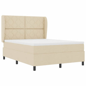 Κρεβάτι με ελατήρια με κεφαλάρι Κρεμ 140 x 190 cm ύφασμα - Pakobazaar