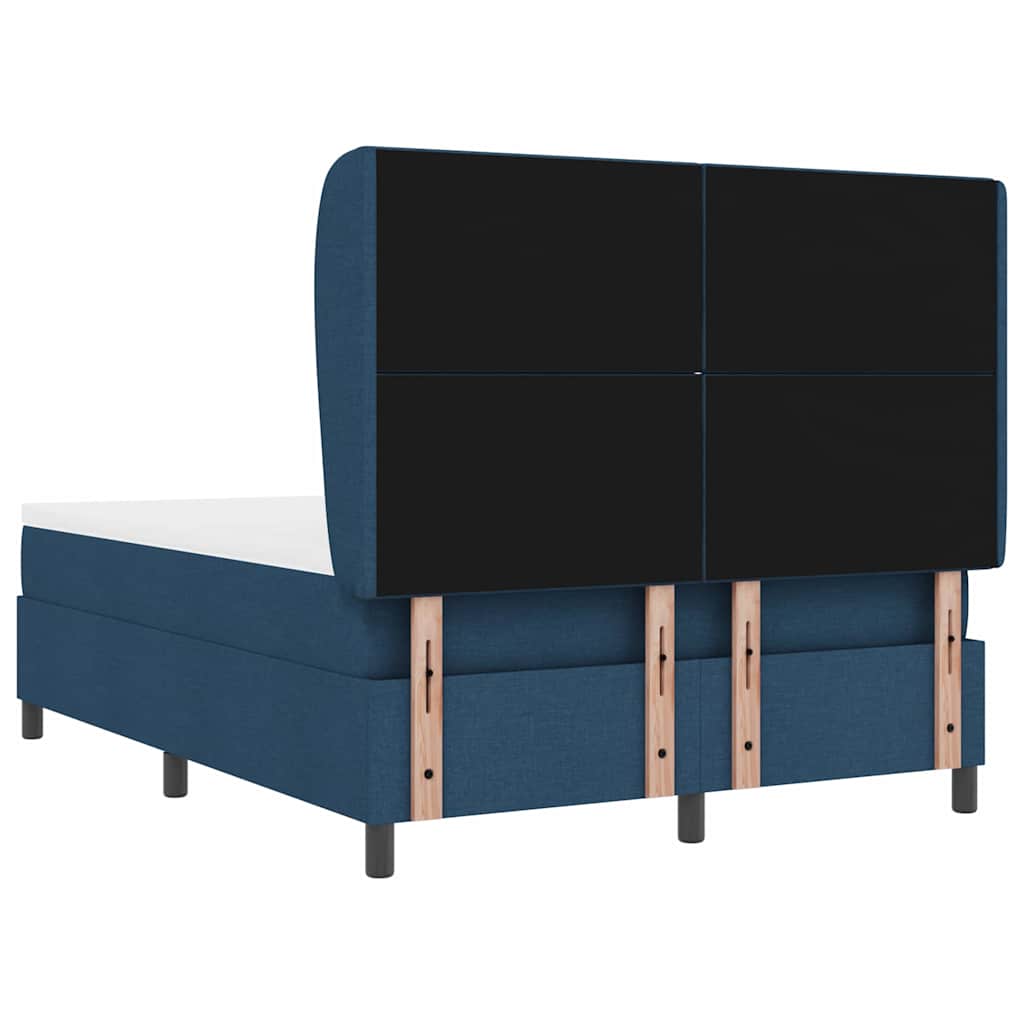 Κρεβάτι με ελατήρια με κεφαλάρι Μπλε 140 x 190 cm ύφασμα - Pakobazaar