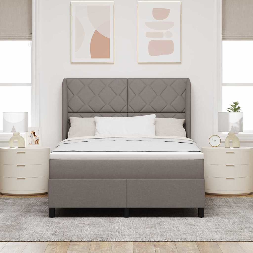 Κρεβάτι με ελατήρια με κεφαλάρι Taupe 140 x 200 cm ύφασμα - Pakobazaar