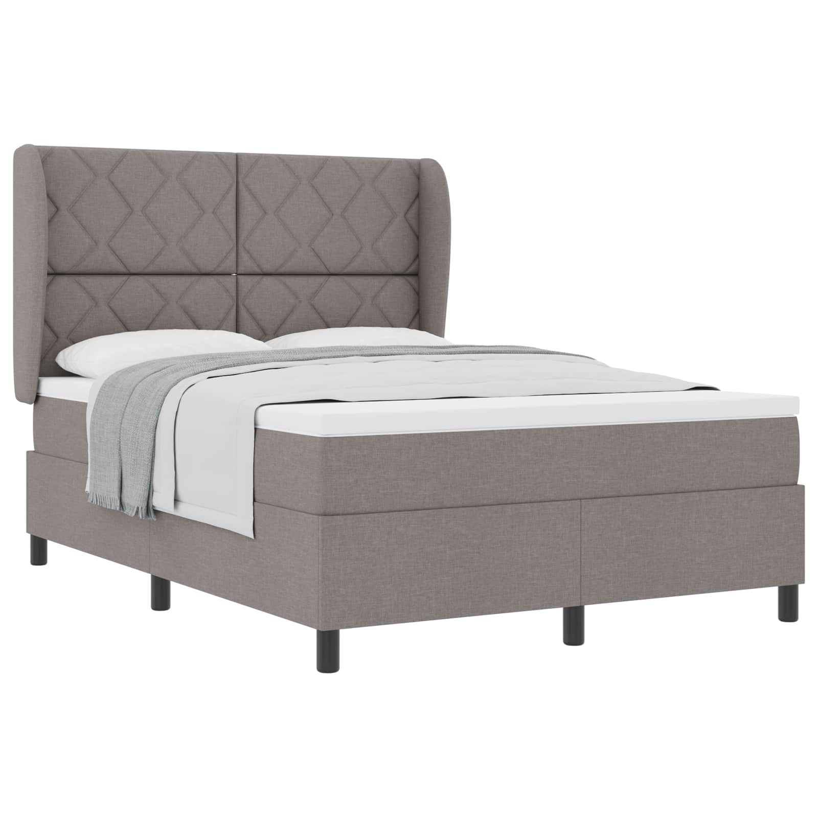 Κρεβάτι με ελατήρια με κεφαλάρι Taupe 140 x 200 cm ύφασμα - Pakobazaar