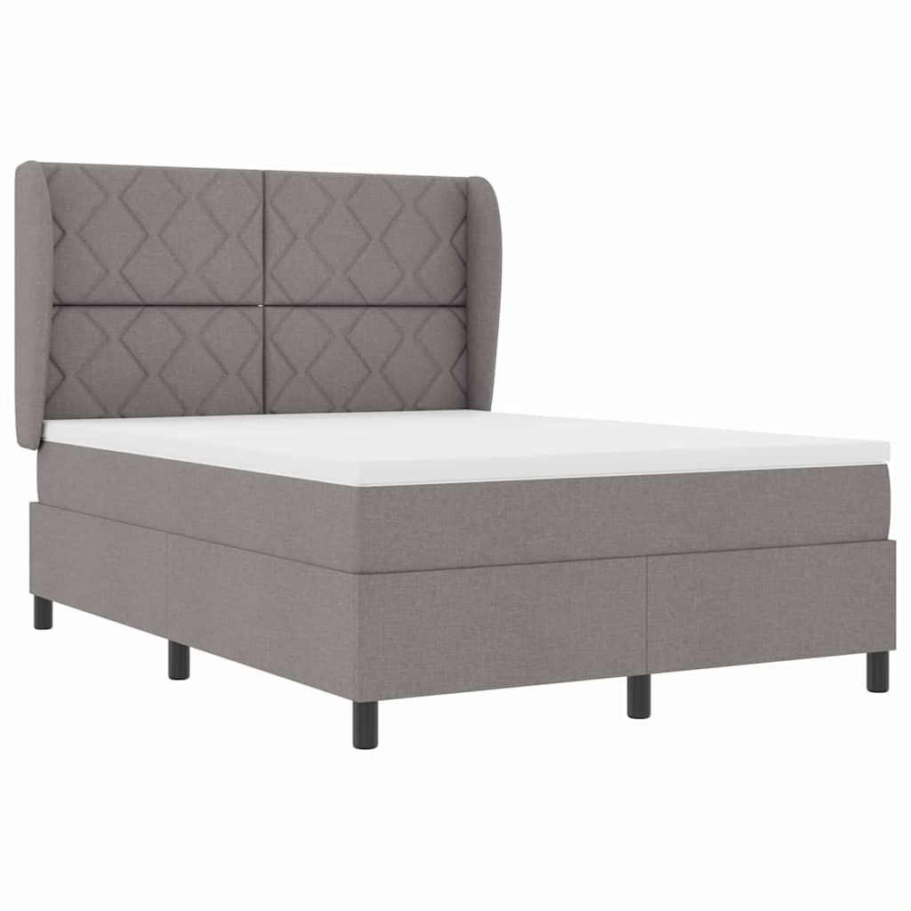 Κρεβάτι με ελατήρια με κεφαλάρι Taupe 140 x 200 cm ύφασμα - Pakobazaar