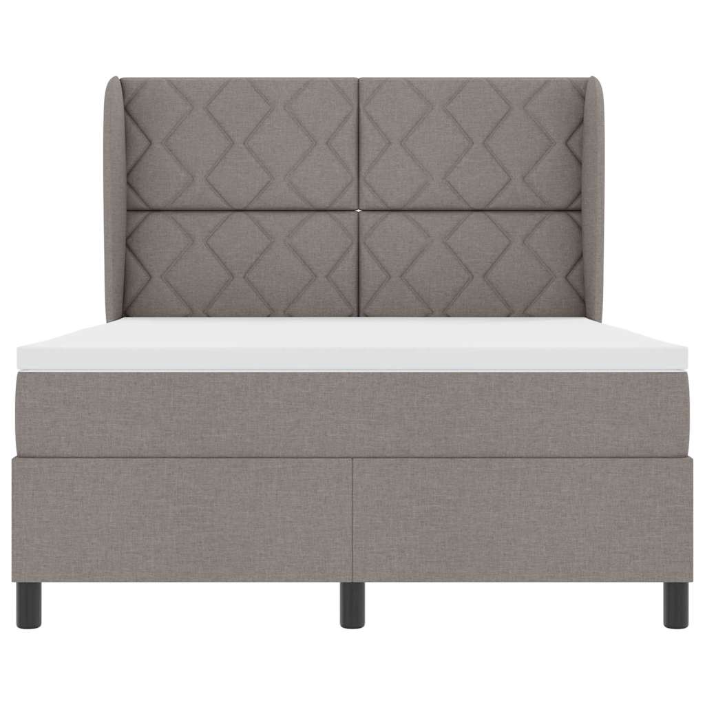 Κρεβάτι με ελατήρια με κεφαλάρι Taupe 140 x 200 cm ύφασμα - Pakobazaar