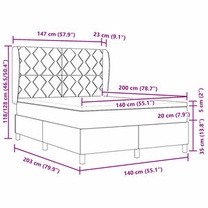 Κρεβάτι με ελατήρια με κεφαλάρι Taupe 140 x 200 cm ύφασμα - Pakobazaar