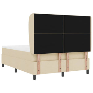Κρεβάτι με ελατήρια με κεφαλάρι Κρεμ 140 x 200 cm ύφασμα - Pakobazaar