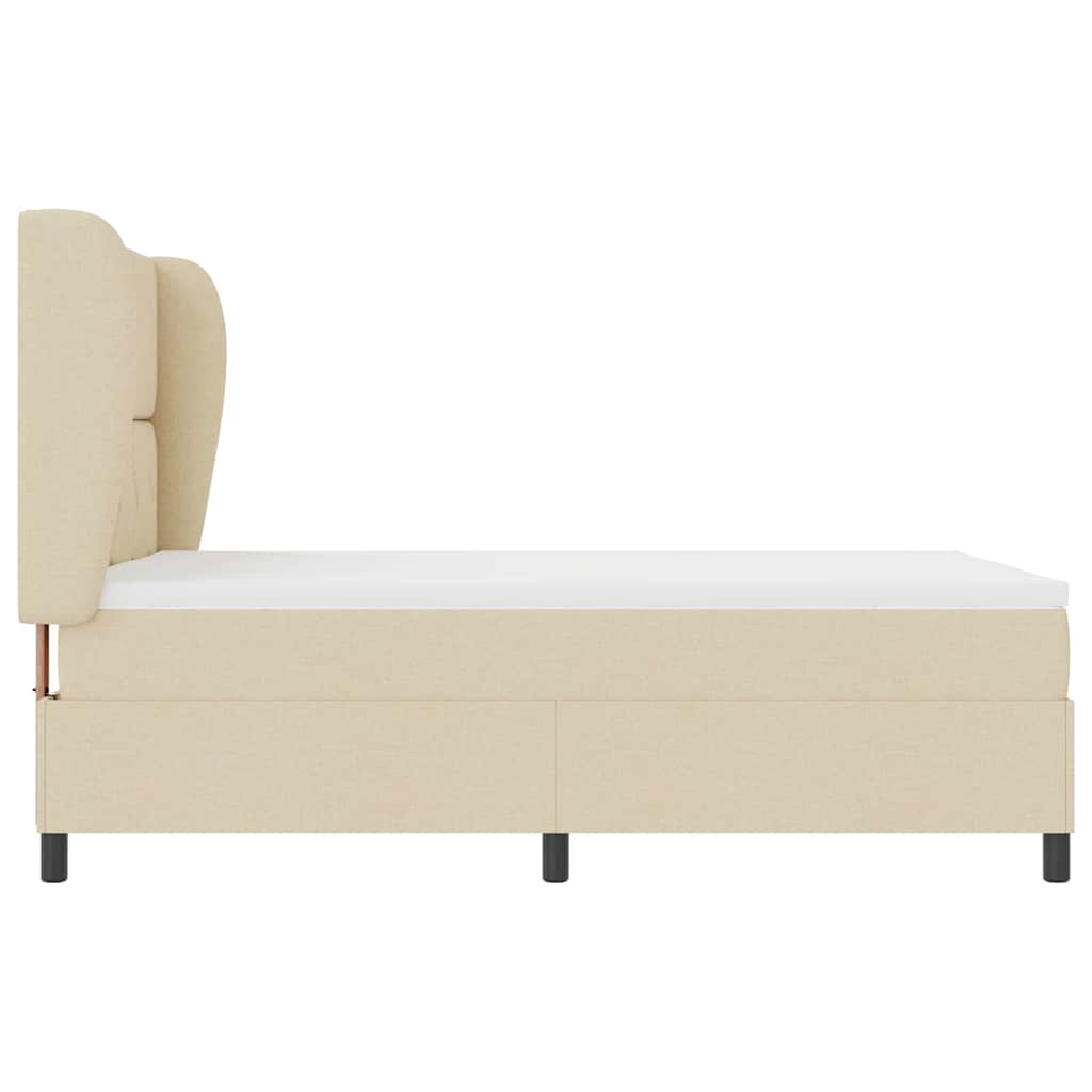 Κρεβάτι με ελατήρια με κεφαλάρι Κρεμ 140 x 200 cm ύφασμα - Pakobazaar