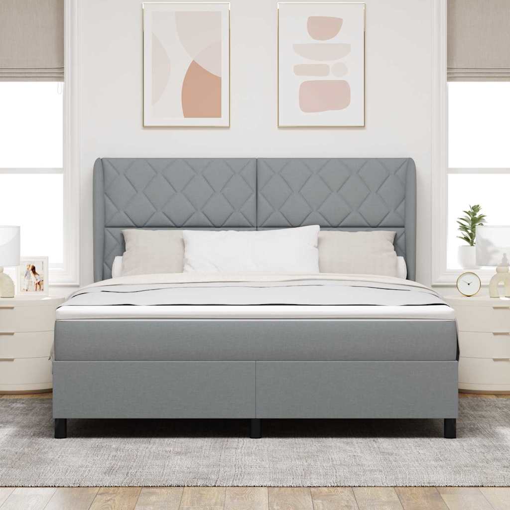 Κρεβάτι με ελατήρια Ανοιχτό γκρι 180 x 200 cm ύφασμα - Pakobazaar