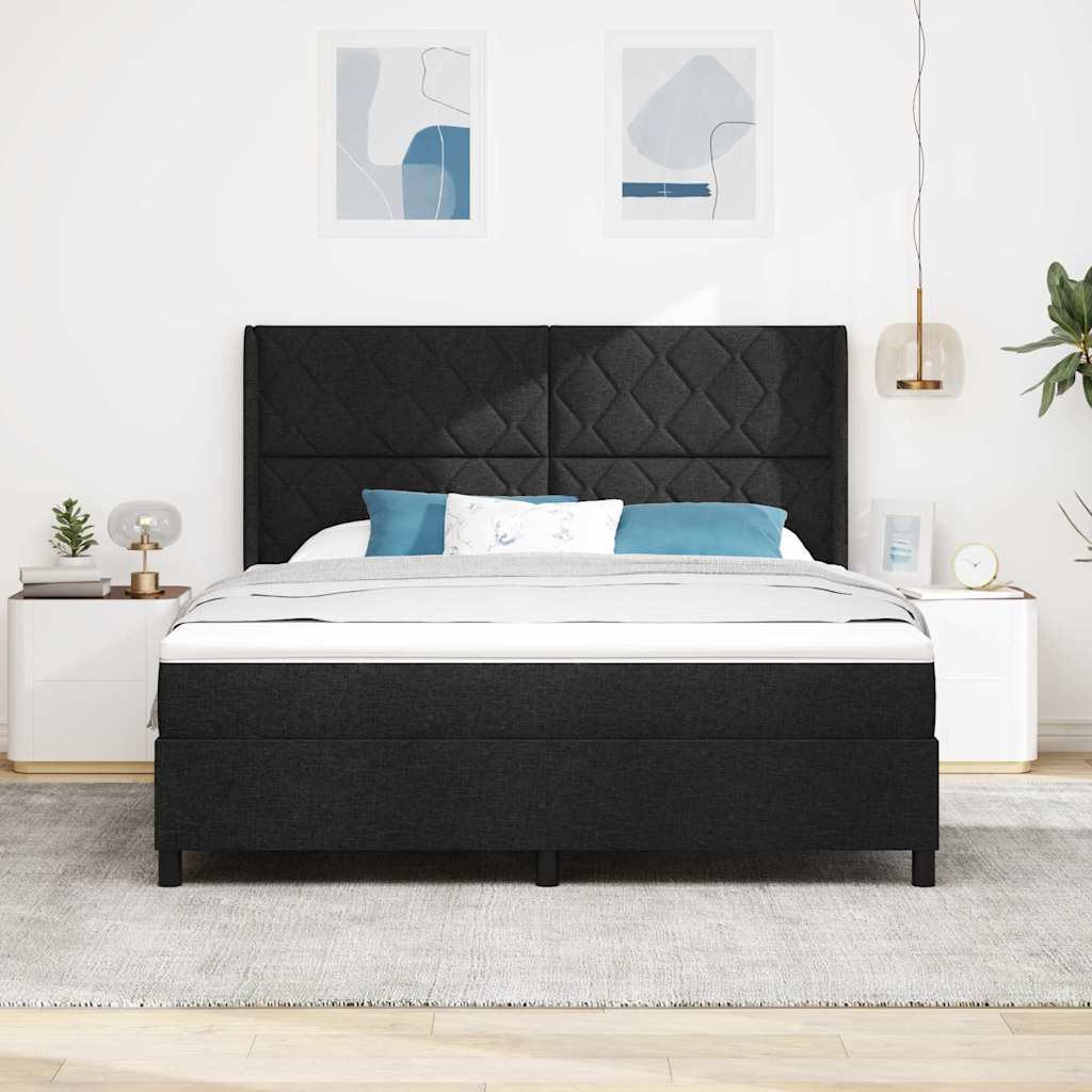 Κρεβάτι με ελατήρια με κεφαλάρι Μαύρο 180 x 200 cm ύφασμα - Pakobazaar