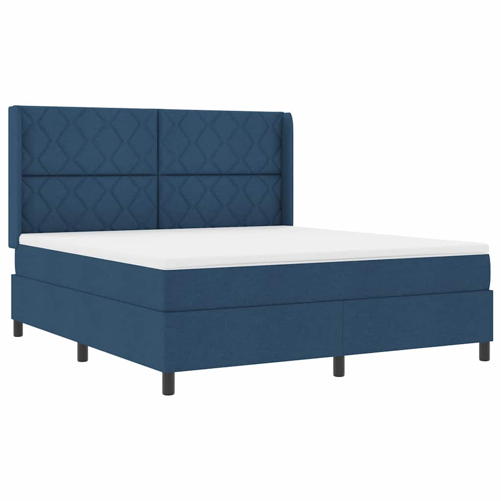 Κρεβάτι με ελατήρια με κεφαλάρι Μπλε 180 x 200 cm ύφασμα - Pakobazaar