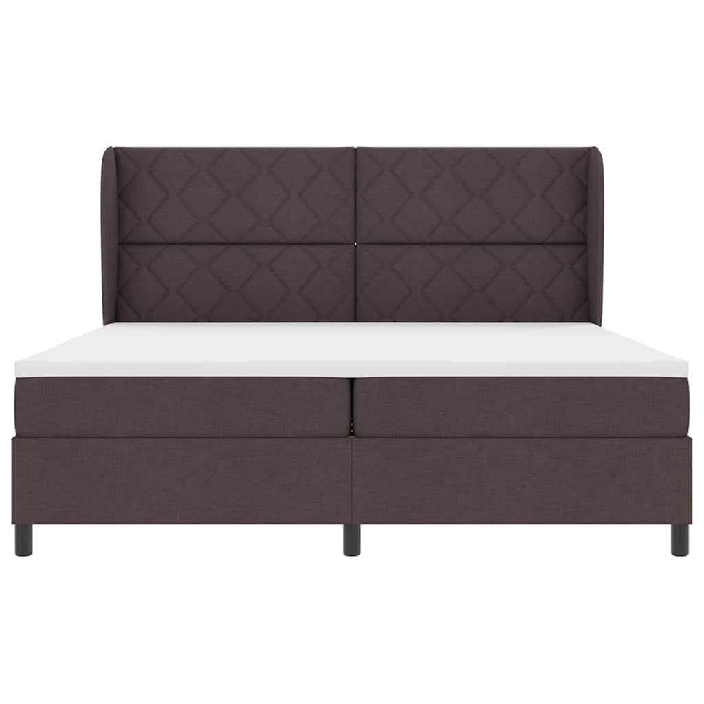 Κρεβάτι με ελατήρια Σκούρο καφέ Σκούρο καφέ 200 x 200 cm ύφασμα - Pakobazaar