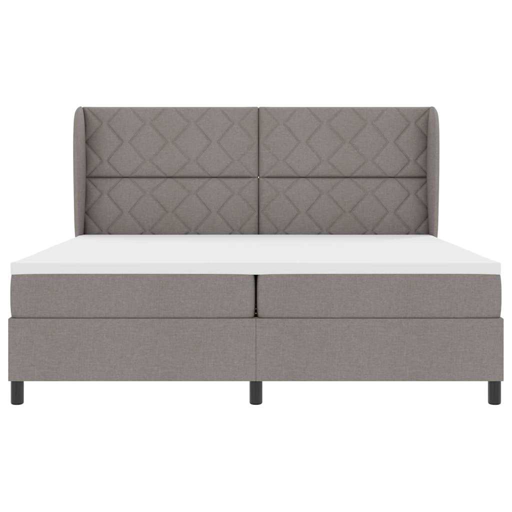 Κρεβάτι με ελατήρια με κεφαλάρι Taupe 200 x 200 cm ύφασμα - Pakobazaar