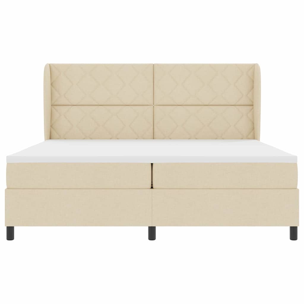 Κρεβάτι με ελατήρια με στρώμα Κρεμ 200 x 200 cm ύφασμα - Pakobazaar