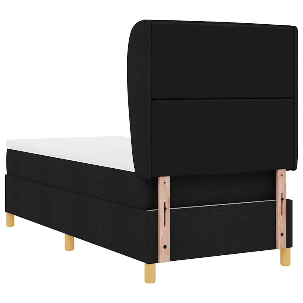 Κρεβάτι με Ελατήρια και Στρώμα Σκούρο Γκρι 90x190 εκ Υφασμάτινο - Pakobazaar