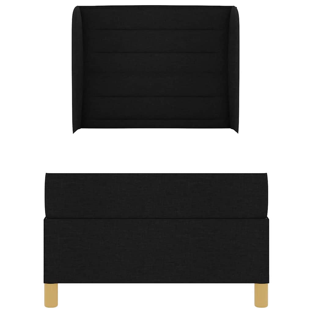 Κρεβάτι με Ελατήρια και Στρώμα Σκούρο Γκρι 90x190 εκ Υφασμάτινο - Pakobazaar