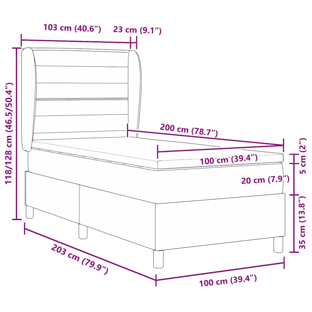 Κρεβάτι με ελατήρια με στρώμα Taupe 200 x 100 cm ύφασμα