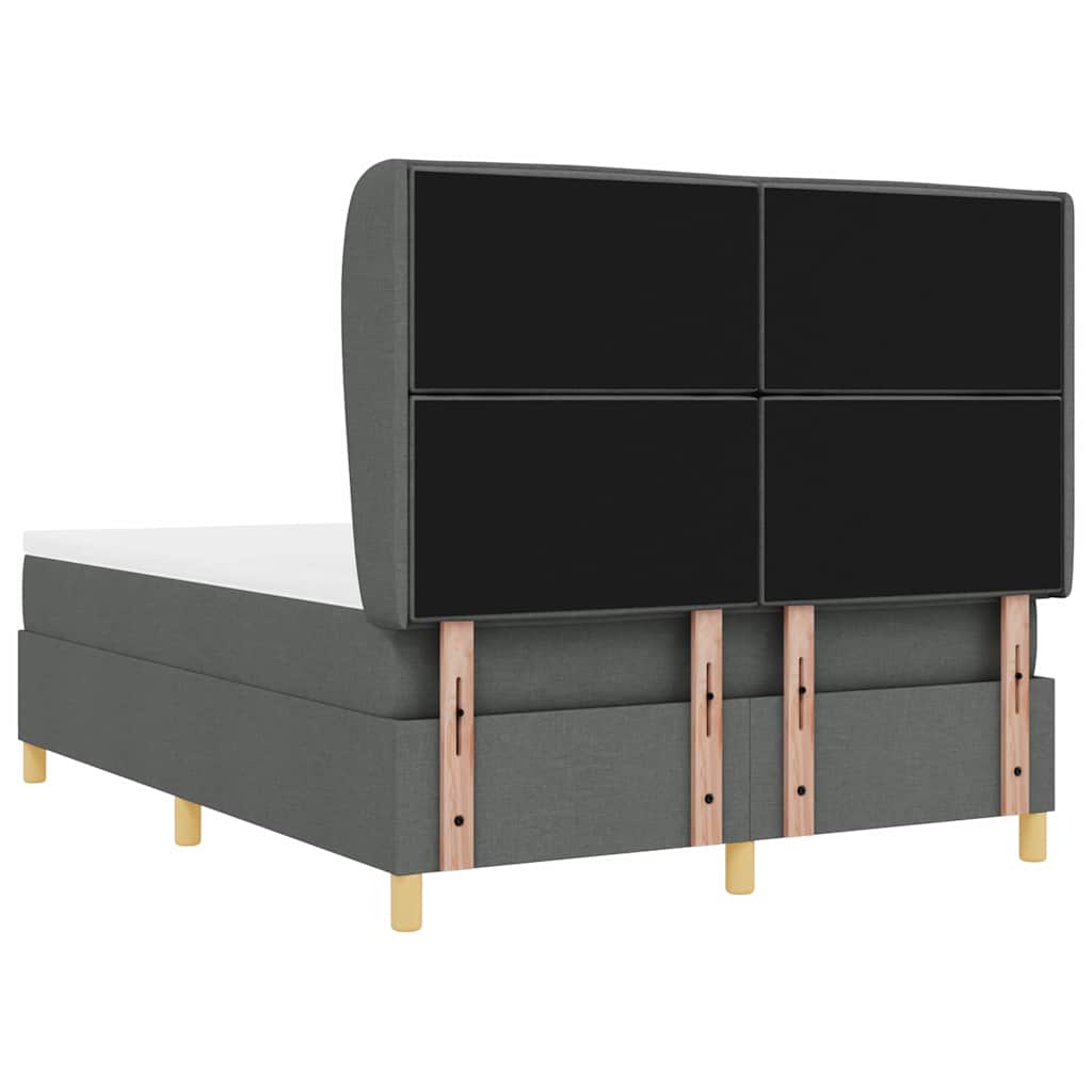 Κρεβάτι με Ελατήρια και Στρώμα Σκούρο Γκρι 90x190 εκ Υφασμάτινο - Pakobazaar