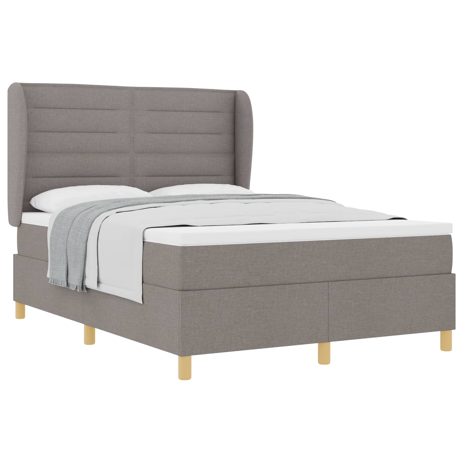 Κρεβάτι με ελατήρια με κεφαλάρι Taupe 200 x 160 εκατοστά ύφασμα - Pakobazaar
