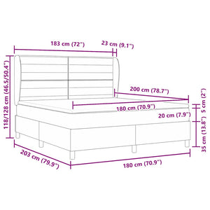 Κρεβάτι με ελατήρια με κεφαλάρι Taupe 200 x 180 cm ύφασμα