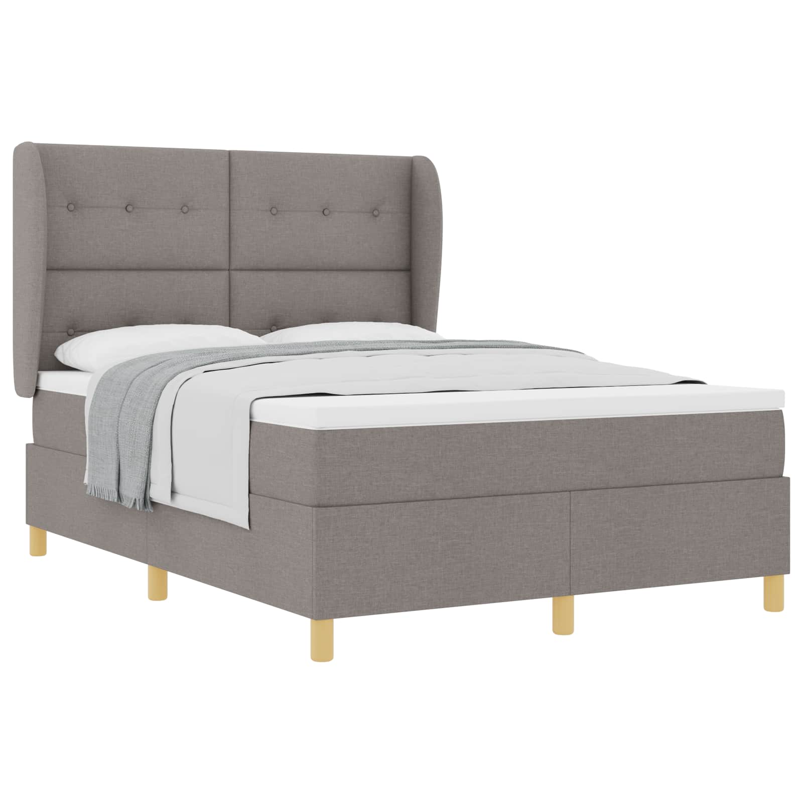 Κρεβάτι με ελατήρια με κεφαλάρι Taupe 190 x 140 εκατοστά ύφασμα