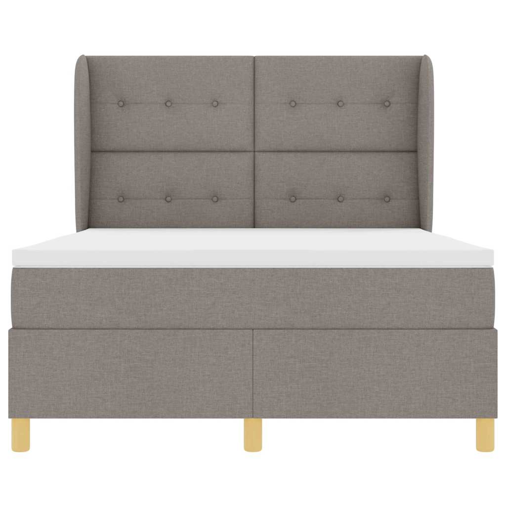 Κρεβάτι με ελατήρια με κεφαλάρι Taupe 190 x 140 εκατοστά ύφασμα