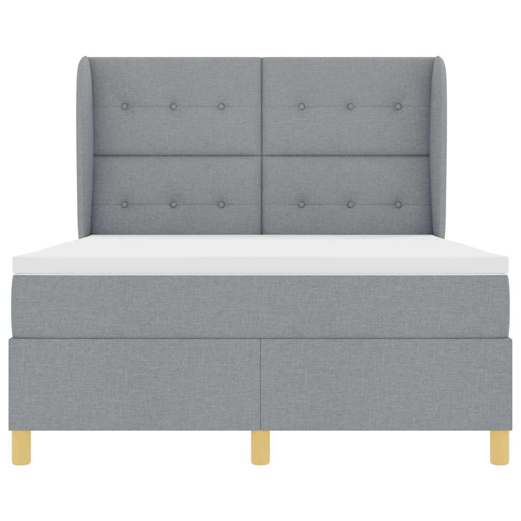 Κρεβάτι με ελατήρια Ανοιχτό γκρι 200 x 140 cm ύφασμα