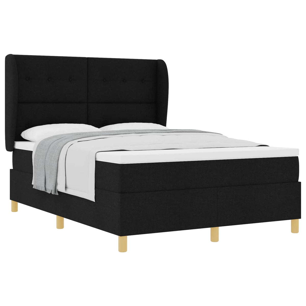 Κρεβάτι με ελατήρια με κεφαλάρι Μαύρο 200 x 140 cm ύφασμα - Pakobazaar