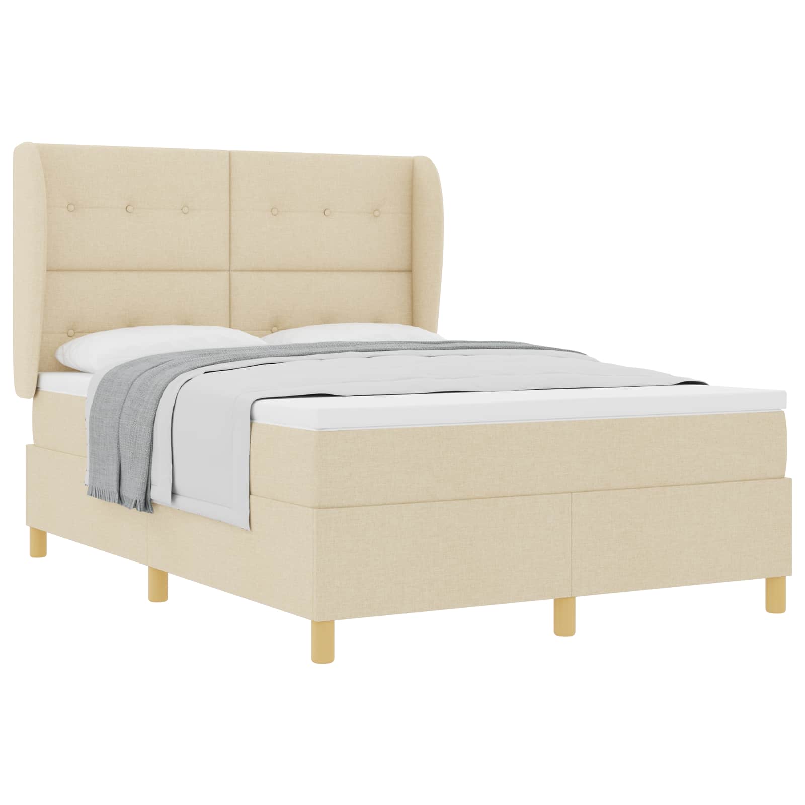 Κρεβάτι με ελατήρια με στρώμα Κρεμ 200 x 140 cm ύφασμα