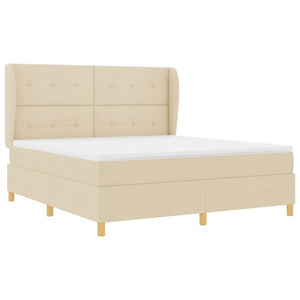 Κρεβάτι με ελατήρια με κεφαλάρι Κρεμ 200 x 180 cm ύφασμα