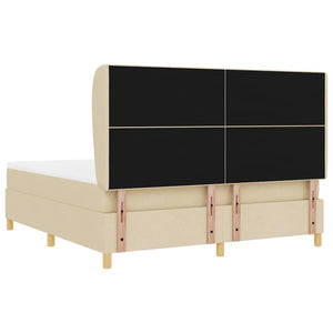 Κρεβάτι με ελατήρια με κεφαλάρι Κρεμ 200 x 180 cm ύφασμα