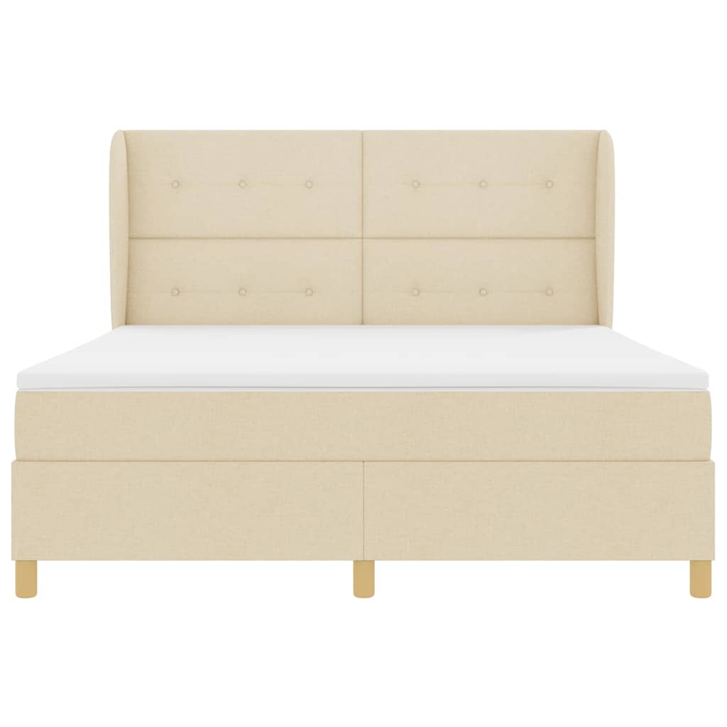 Κρεβάτι με ελατήρια με κεφαλάρι Κρεμ 200 x 180 cm ύφασμα