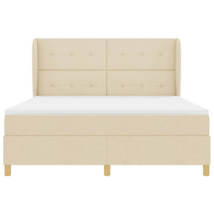 Κρεβάτι με ελατήρια με κεφαλάρι Κρεμ 200 x 180 cm ύφασμα
