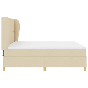 Κρεβάτι με ελατήρια με κεφαλάρι Κρεμ 200 x 180 cm ύφασμα