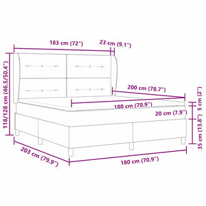 Κρεβάτι με ελατήρια με κεφαλάρι Κρεμ 200 x 180 cm ύφασμα
