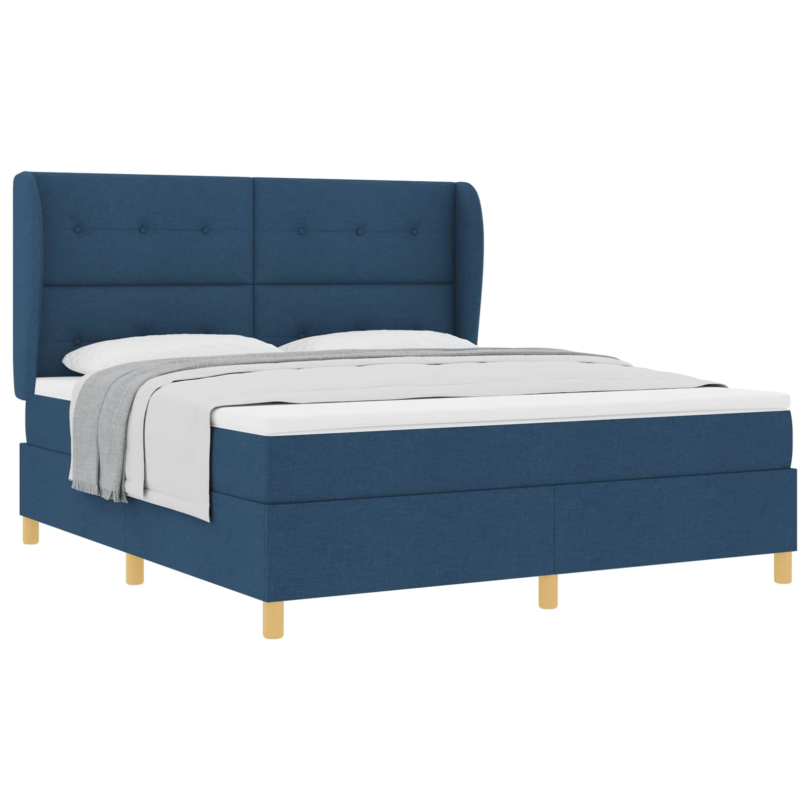 Κρεβάτι με ελατήρια με κεφαλάρι Μπλε 200 x 180 cm ύφασμα - Pakobazaar