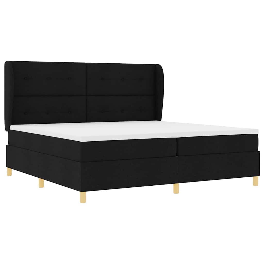 Κρεβάτι με ελατήρια με κεφαλάρι Μαύρο 200 x 200 cm ύφασμα - Pakobazaar