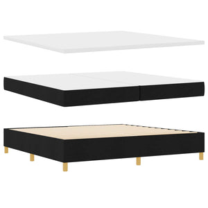 Κρεβάτι με ελατήρια με κεφαλάρι Μαύρο 200 x 200 cm ύφασμα - Pakobazaar