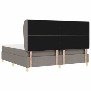 Κρεβάτι με ελατήρια με κεφαλάρι Taupe 200 x 200 cm ύφασμα