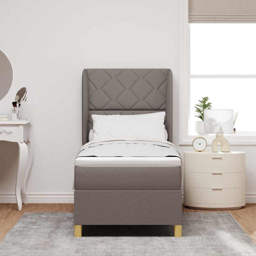 Κρεβάτι με Ελατήρια και Στρώμα Σκούρο Γκρι 90x190 εκ Υφασμάτινο - Pakobazaar