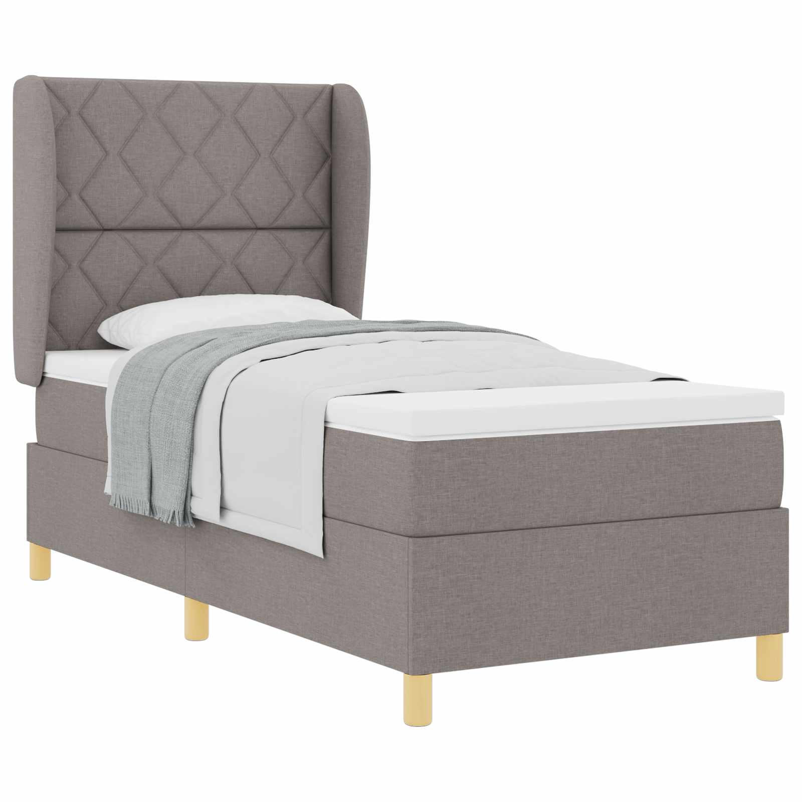 Κρεβάτι με ελατήρια με κεφαλάρι Taupe 200 x 90 εκ. ύφασμα - Pakobazaar