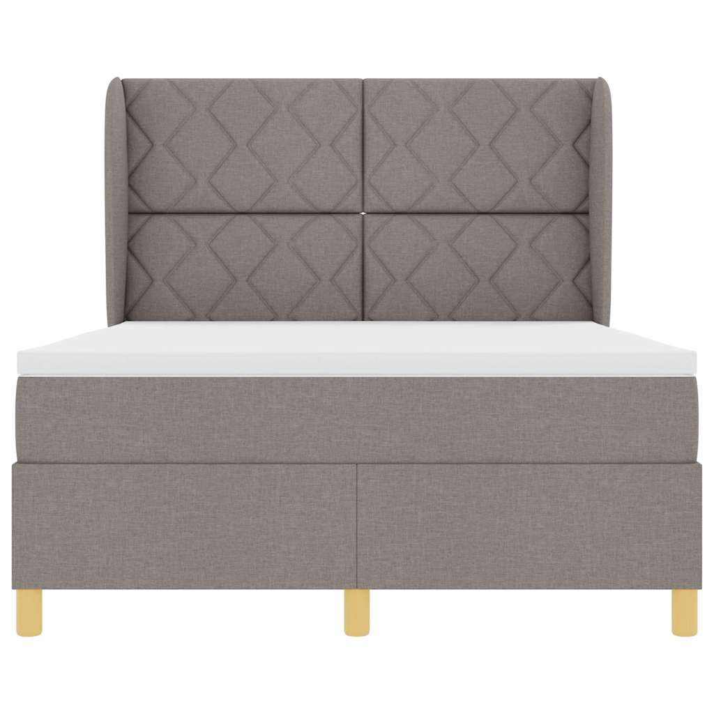 Κρεβάτι με ελατήρια με κεφαλάρι Taupe 190 x 140 εκατοστά ύφασμα - Pakobazaar