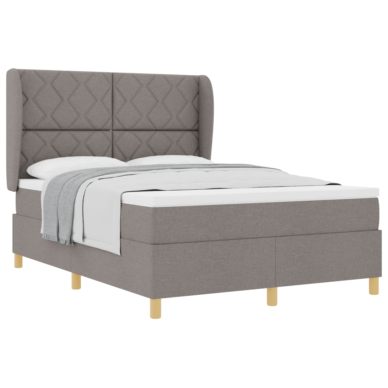 Κρεβάτι με ελατήρια με κεφαλάρι Taupe 200 x 140 cm ύφασμα