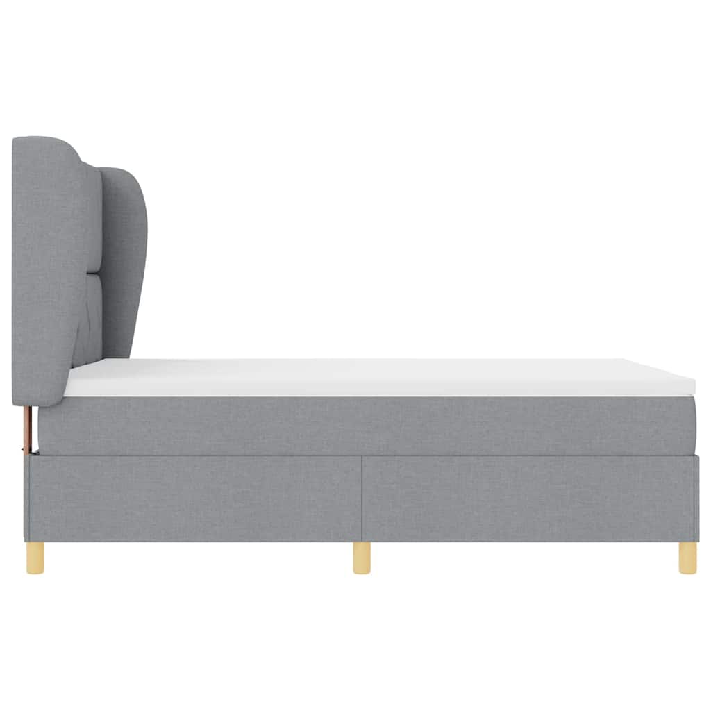 Κρεβάτι με Ελατήρια και Στρώμα Σκούρο Γκρι 90x190 εκ Υφασμάτινο - Pakobazaar