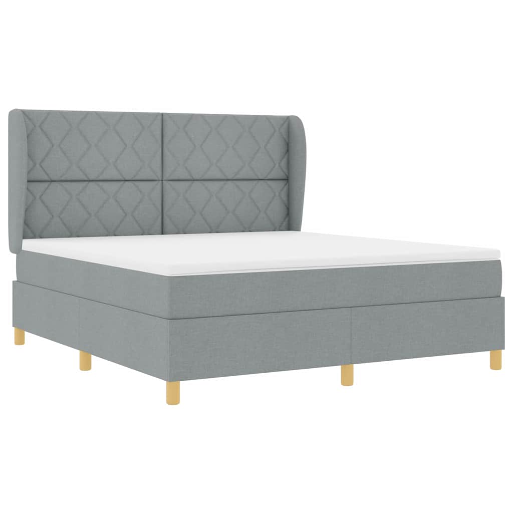 Κρεβάτι με ελατήρια Ανοιχτό γκρι 200 x 180 cm ύφασμα - Pakobazaar