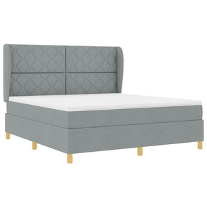 Κρεβάτι με ελατήρια Ανοιχτό γκρι 200 x 180 cm ύφασμα - Pakobazaar