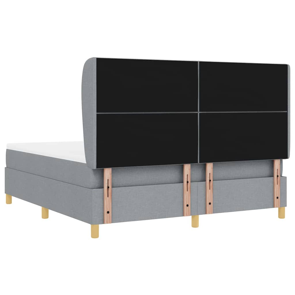 Κρεβάτι με ελατήρια Ανοιχτό γκρι 200 x 180 cm ύφασμα - Pakobazaar