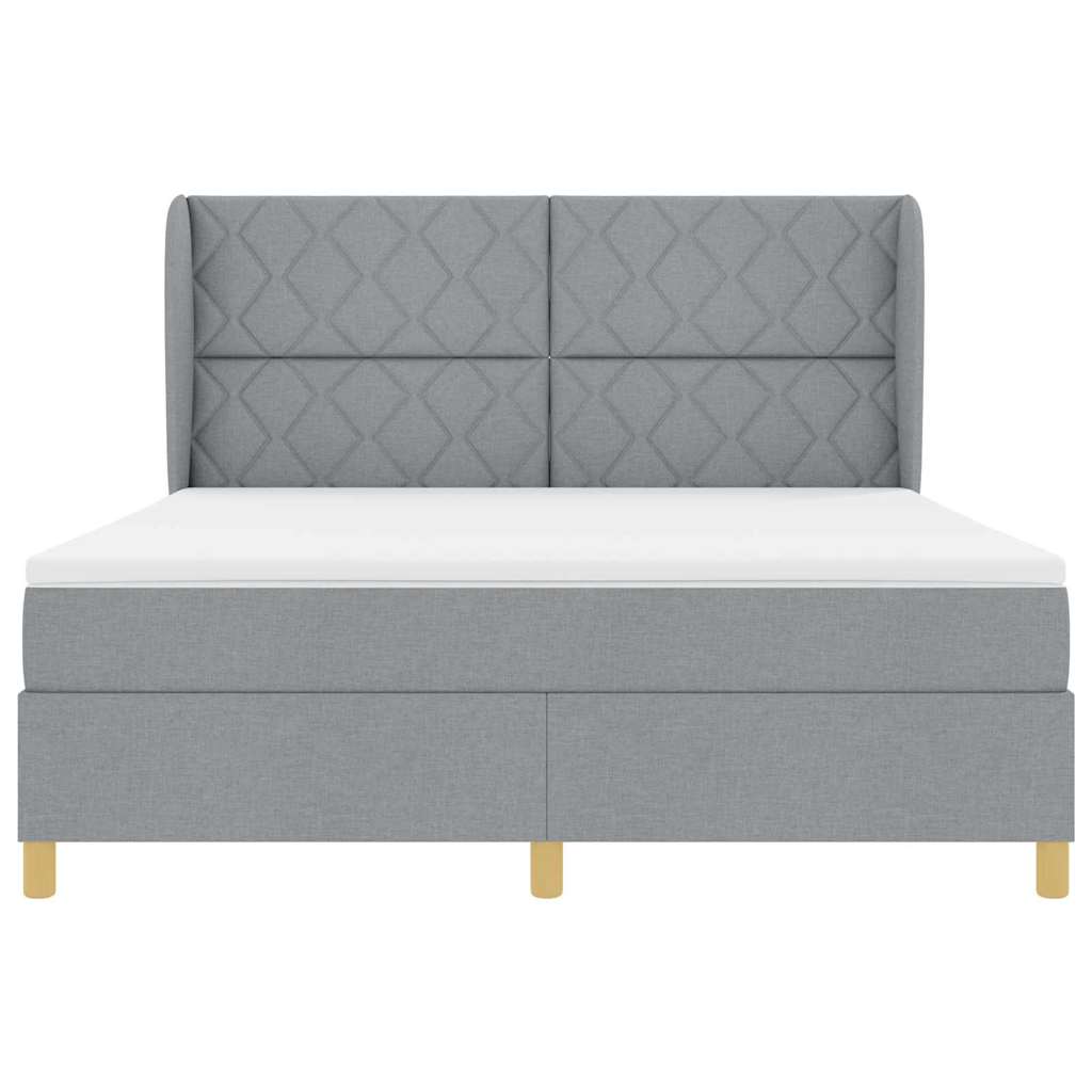 Κρεβάτι με ελατήρια Ανοιχτό γκρι 200 x 180 cm ύφασμα - Pakobazaar